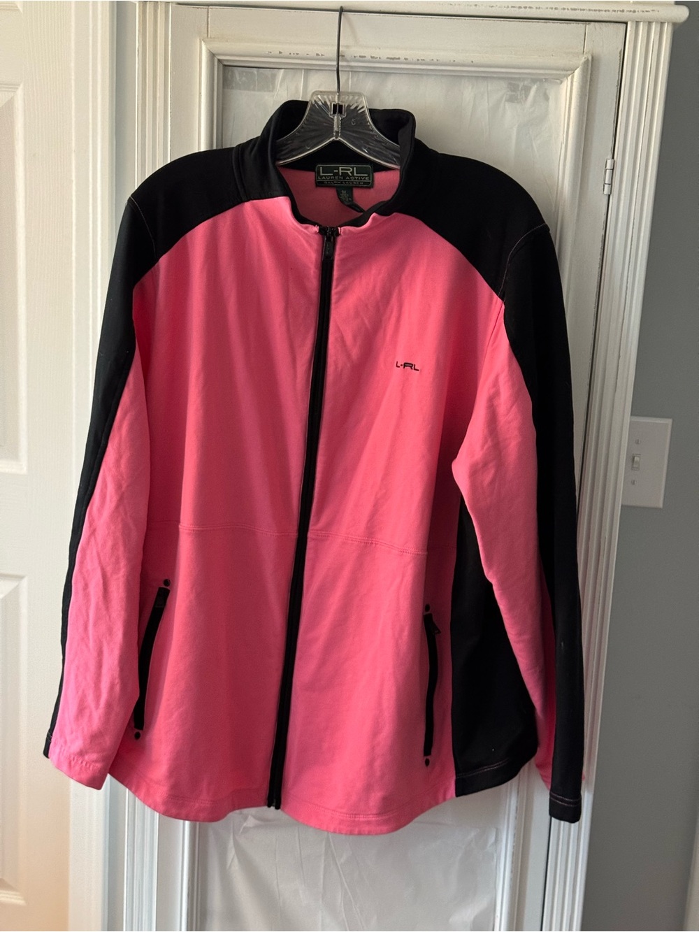 Lauren Ralph Lauren Active Pink and Black Color Block Full-Zip Jacket Size 3X